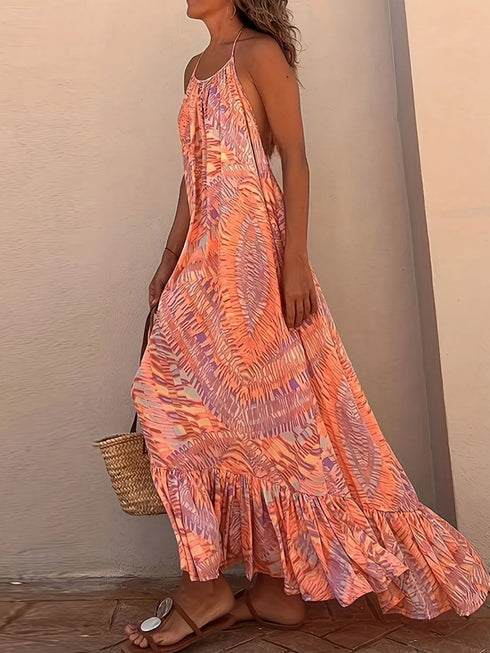 backless-printed-halter-neck-maxi-cami-dress OhSoStyled - Sophia's Style in Coral-2